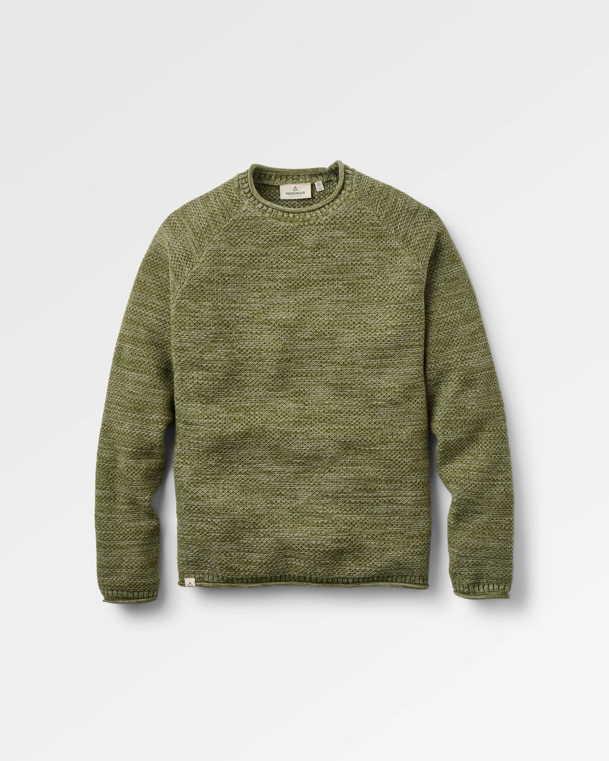 Shore Organic Cotton Knitted Jumper - Khaki - Flatlay
