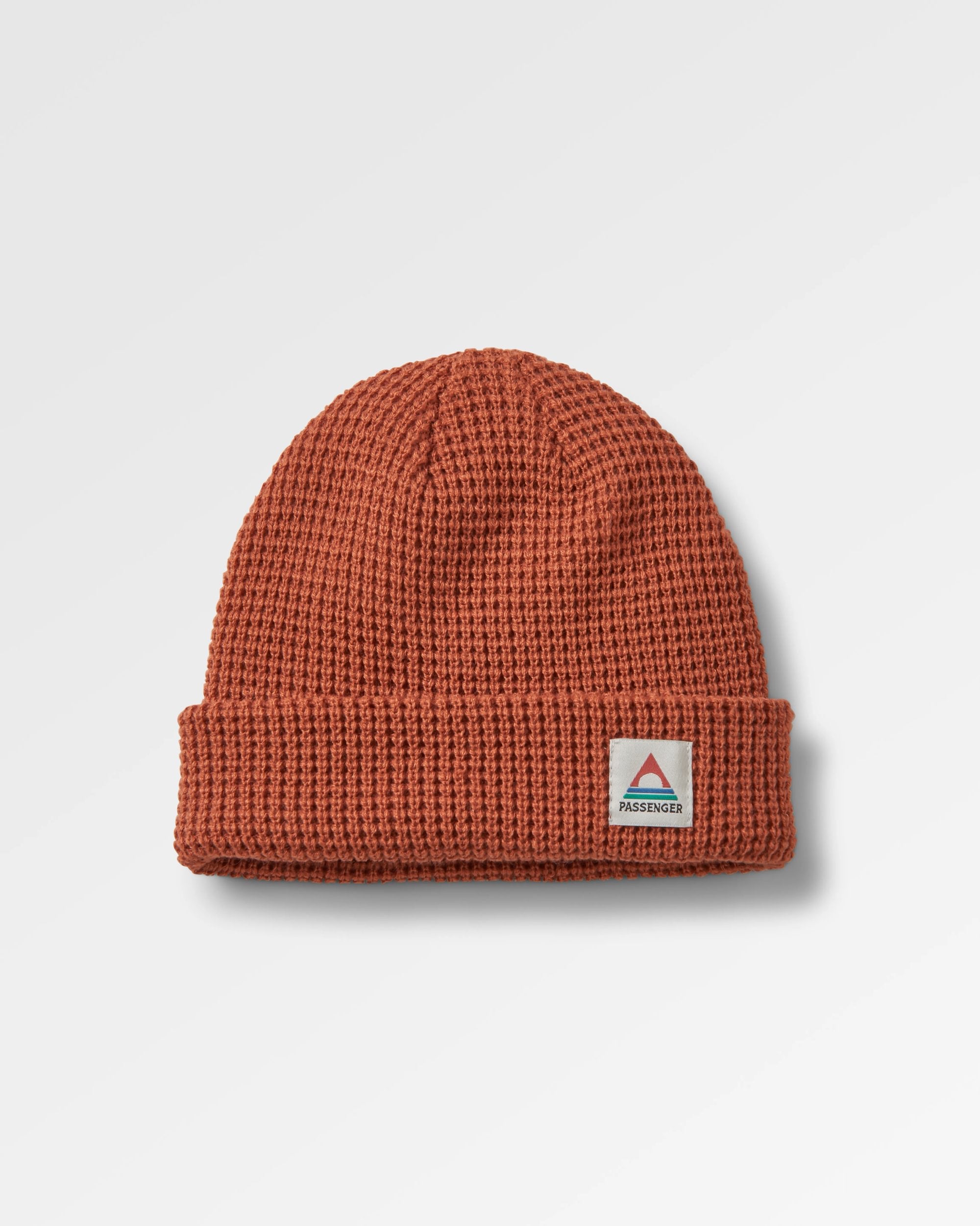 Moss Double Layer Recycled Waffle Beanie - Baked Clay - Flatlay