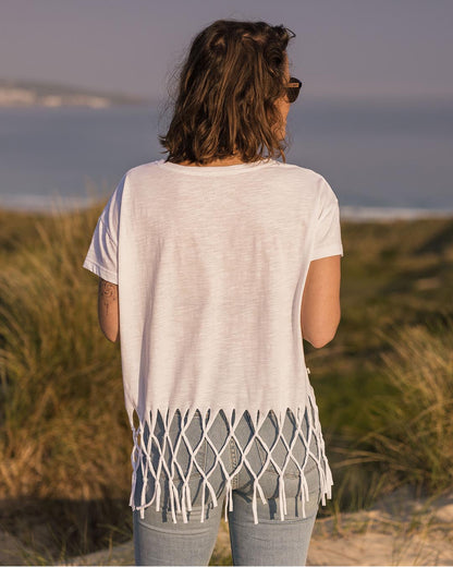 Henna Recycled Cotton Tassel T-Shirt - White