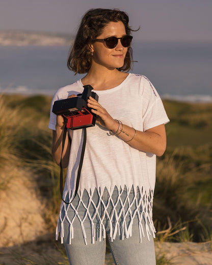 Henna Recycled Cotton Tassel T-Shirt - White