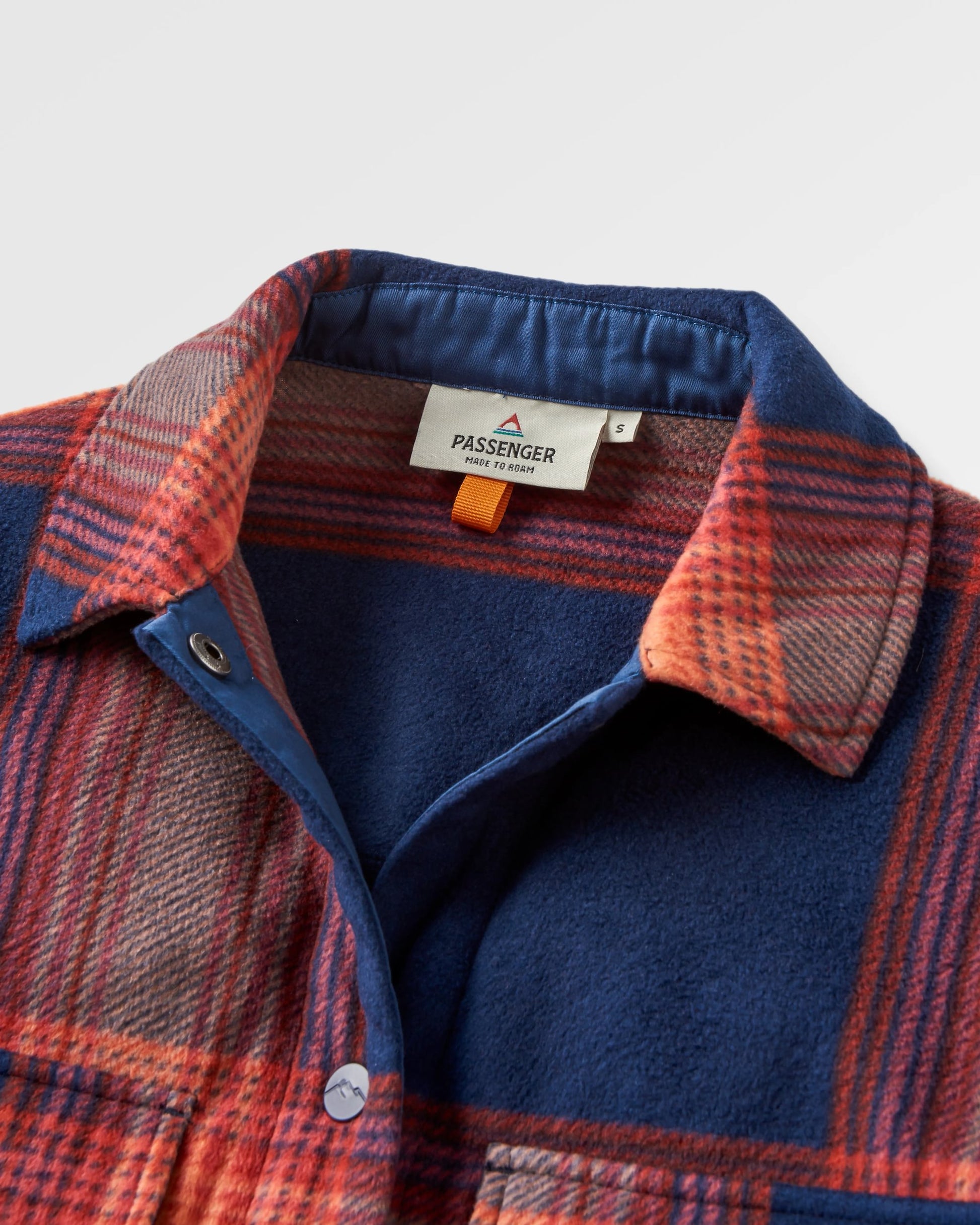 East Recycled Polar Fleece Shirt - Rich Navy/ Red Ochre Check