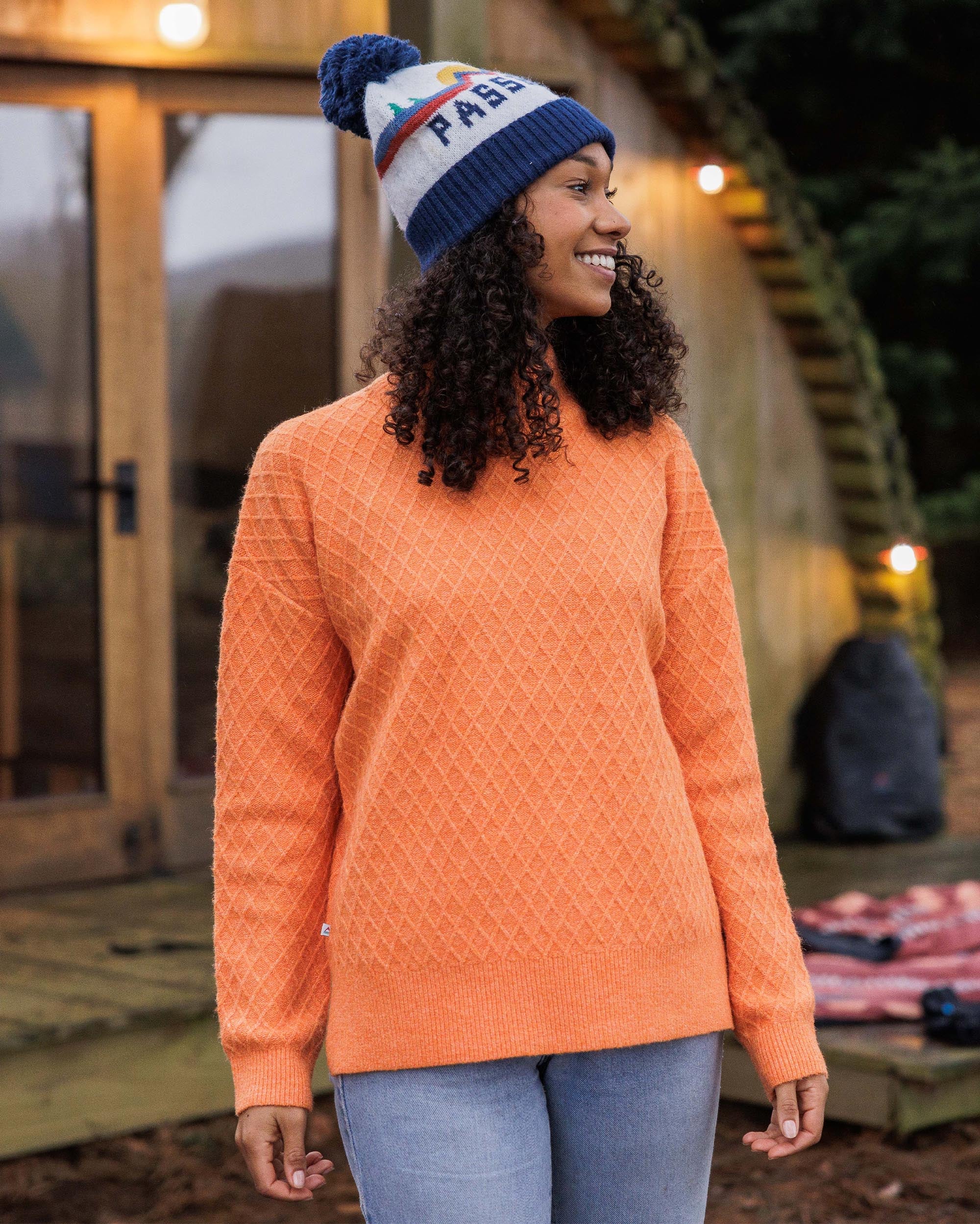 Hinterland Recycled Knitted Jumper - Apricot - Lifestyle