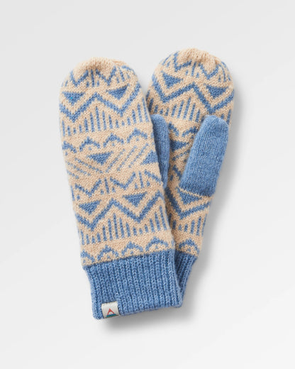 Nurture Recycled Fleece Lined Mittens - Faded Denim - Flatlay