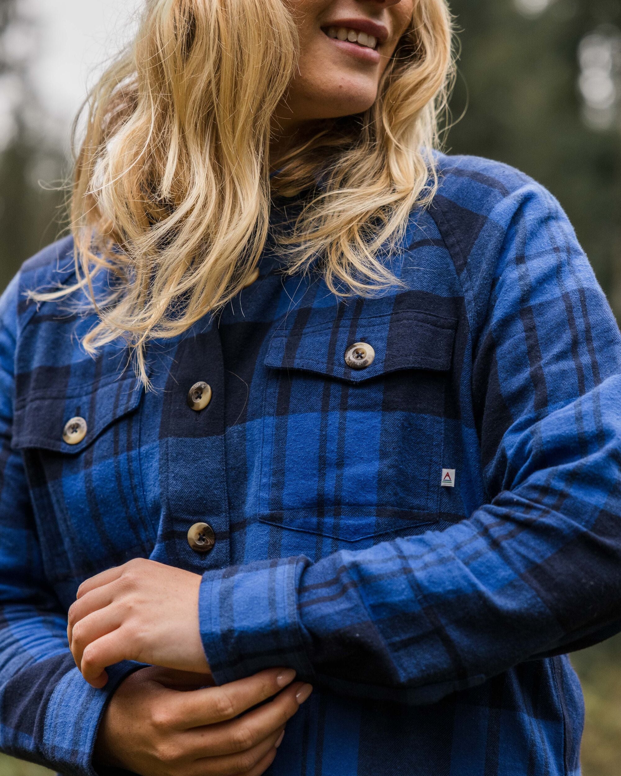 Harmony Organic Cotton Check Shirt - True Blue - Lifestyle