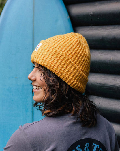 Womens_Beechwood Fleece Lined Recycled Beanie - Mustard Gold