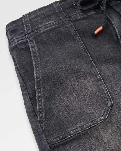 Carriso Denim Short - Washed Black Denim - Flatlay