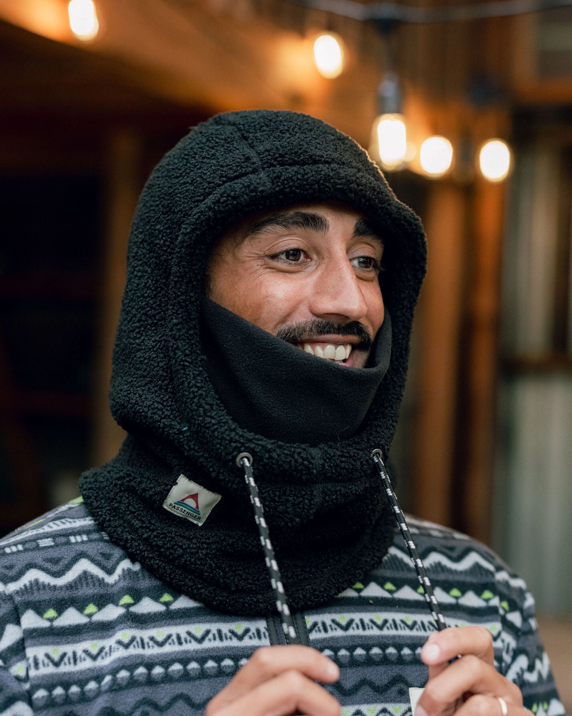 Snowdrift Recycled Fleece Hood - Black - Lifestyle - Male