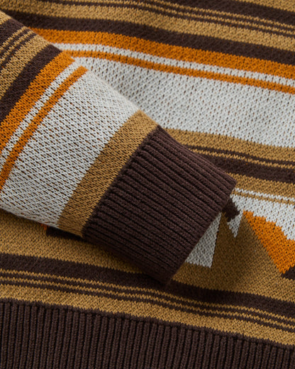 Panorama Lightweight Knitted Jumper - Views Caramel Stripe - Flatlay