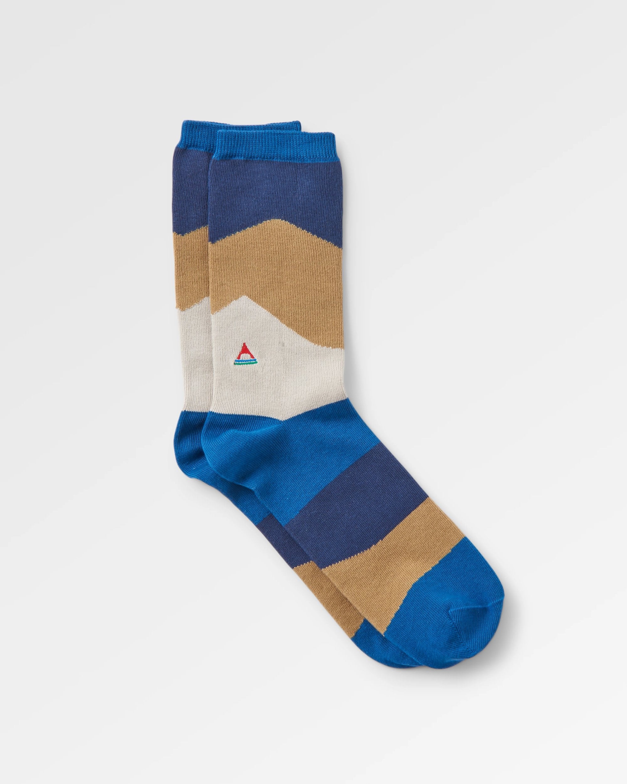 Panorama Organic Midweight Crew Socks - Scenic Toffee - Flatlay
