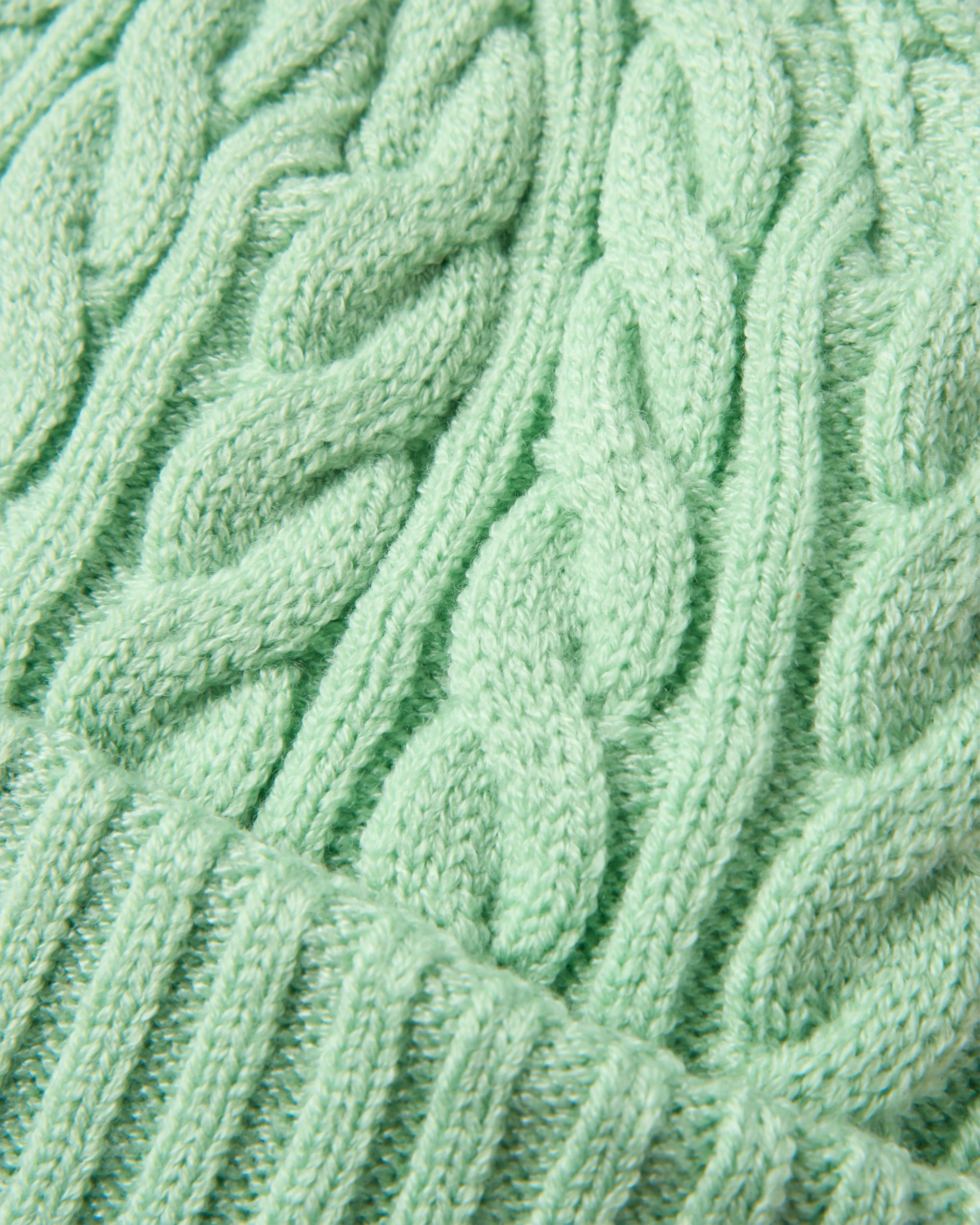 Fireside Cable Knit Beanie - Seafoam - Flatlay