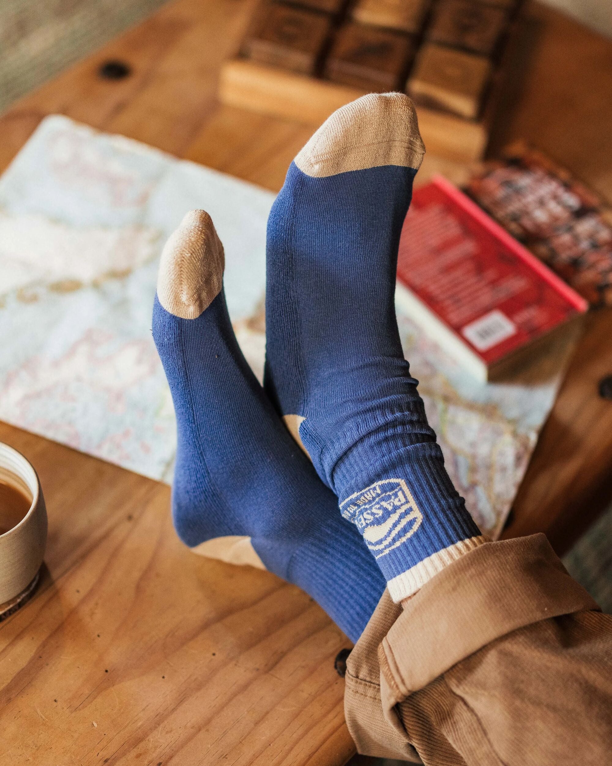 Rambler Organic Midweight Crew Socks - Moonlight Blue - Lifestyle