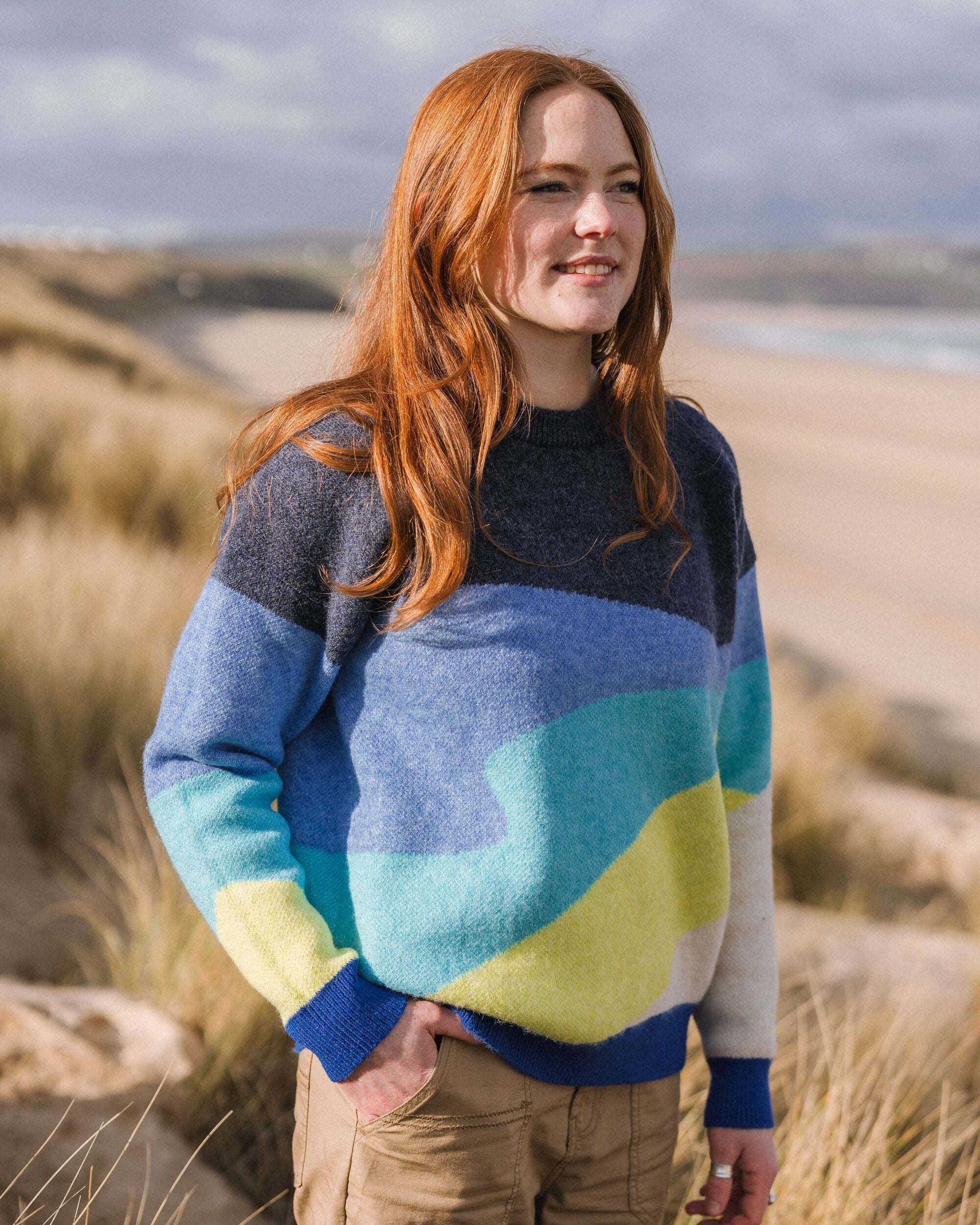 Scenic Recycled Knitted Jumper - Scenic Azure Blue - Lifestyle