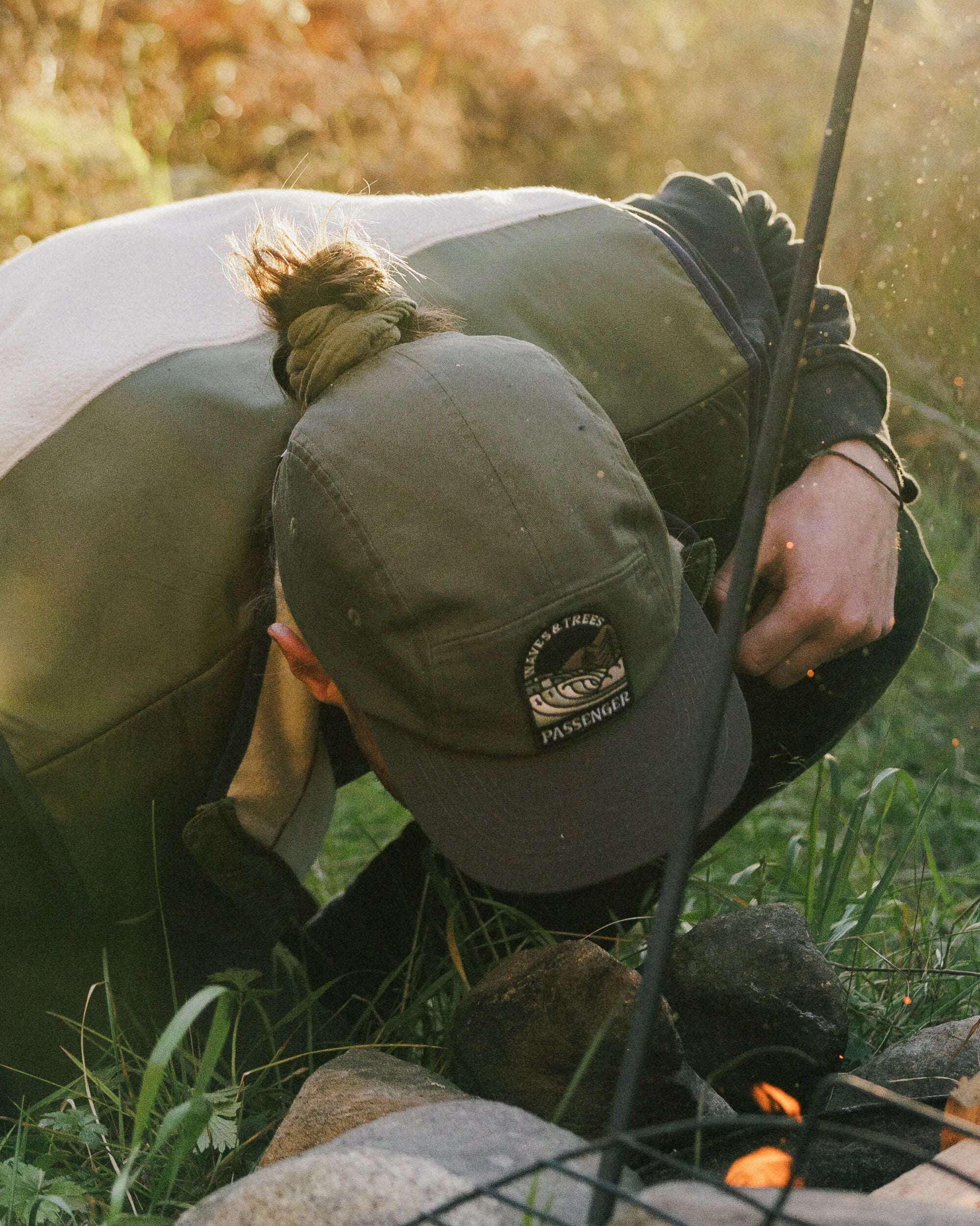 Waves & Trees Recycled 5 Panel Cap - Dusty Olive - Lifestyle