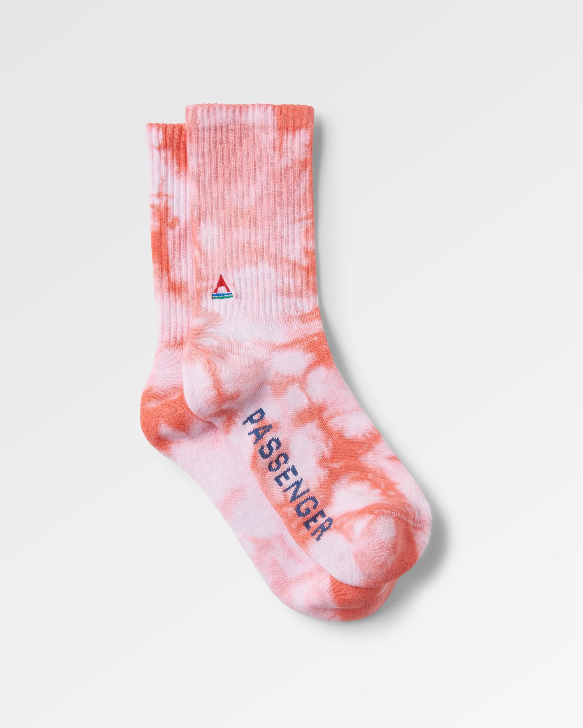 Organic Mid-weight Crew Socks - Tie Dye Shell Pink - Flatlay