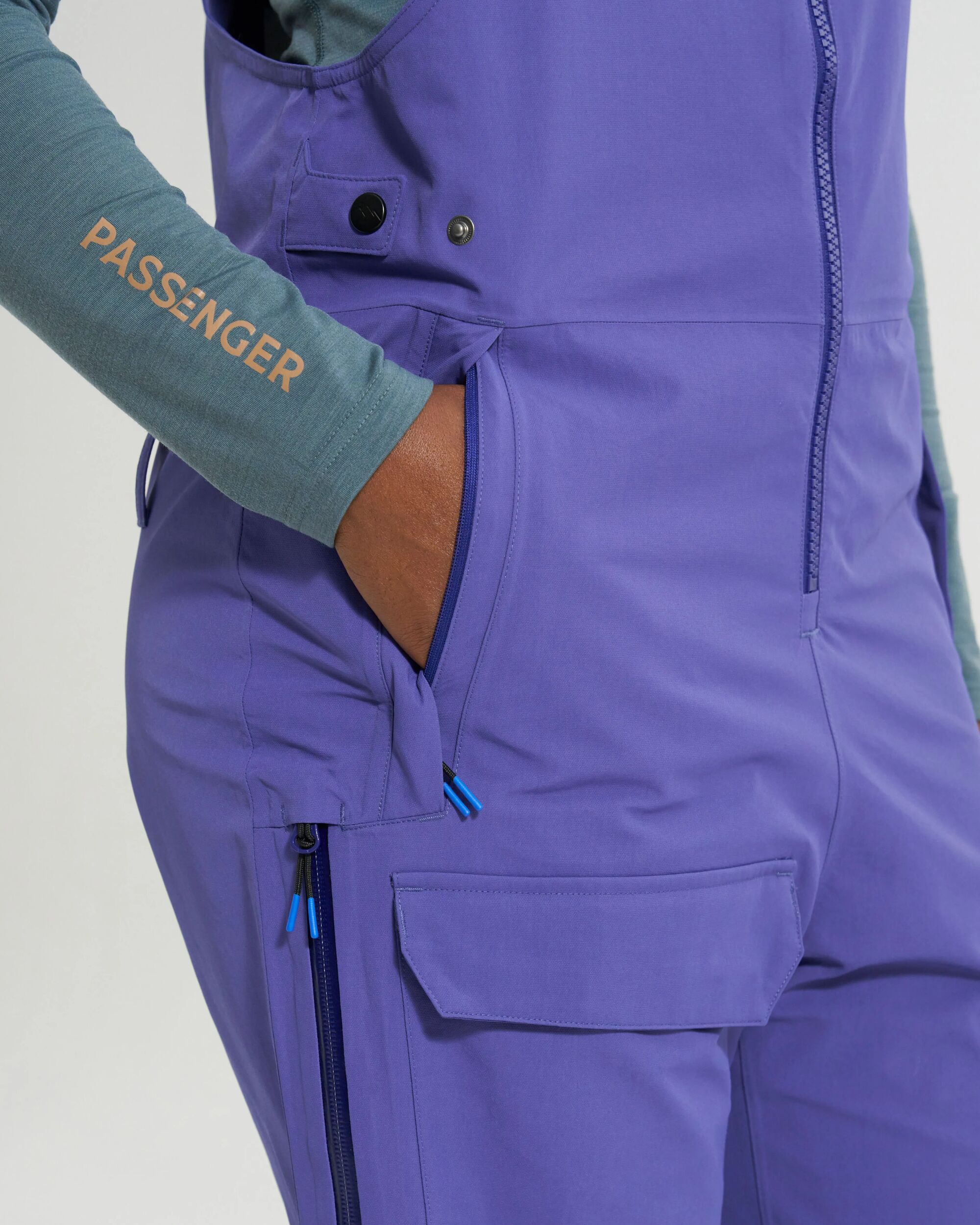 Snowscape Women's Recycled Bibpant - Purple Indigo - Studio Model