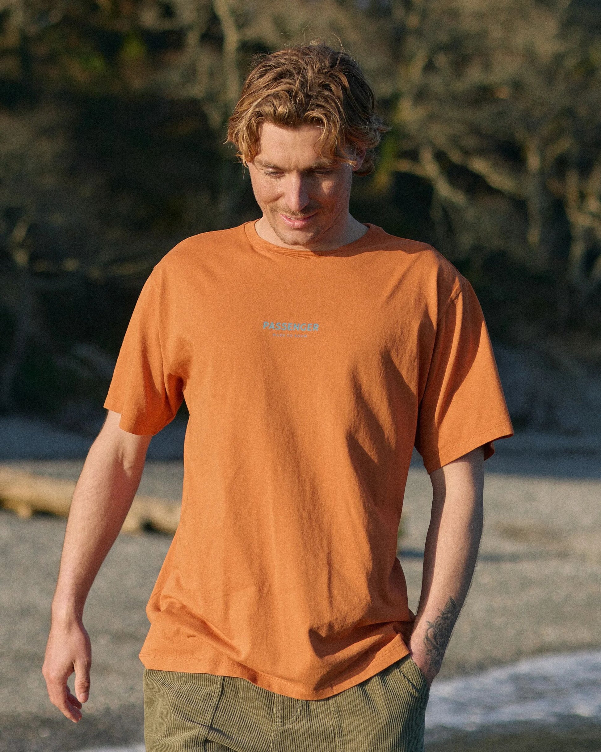 Passenger Recycled Cotton T-Shirt - Sunset Orange - Lifestyle