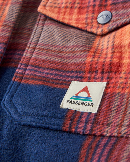 East Recycled Polar Fleece Shirt - Rich Navy/ Red Ochre Check