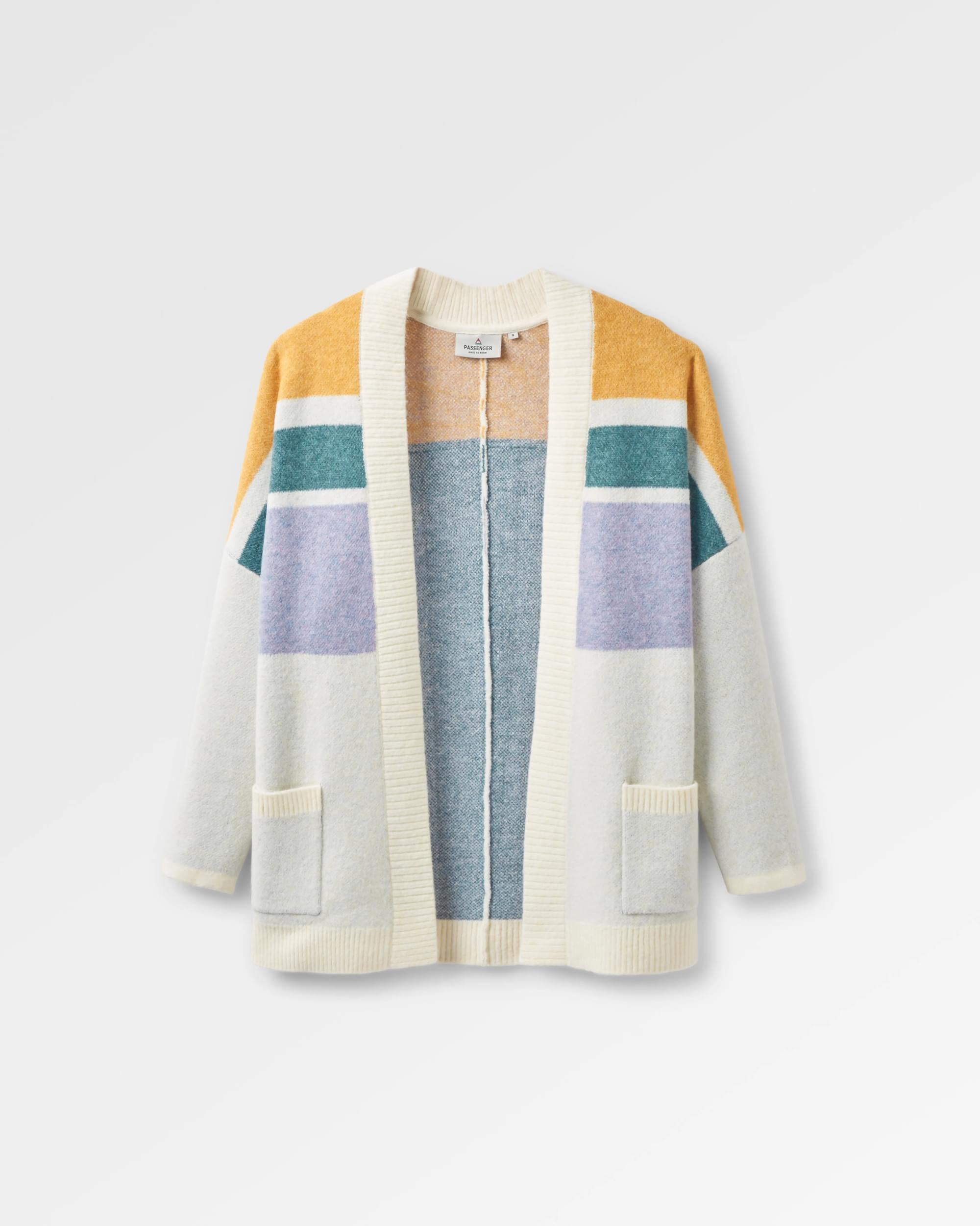 Sunsets Recycled Knitted Cardigan - Marshmallow - Flatlay