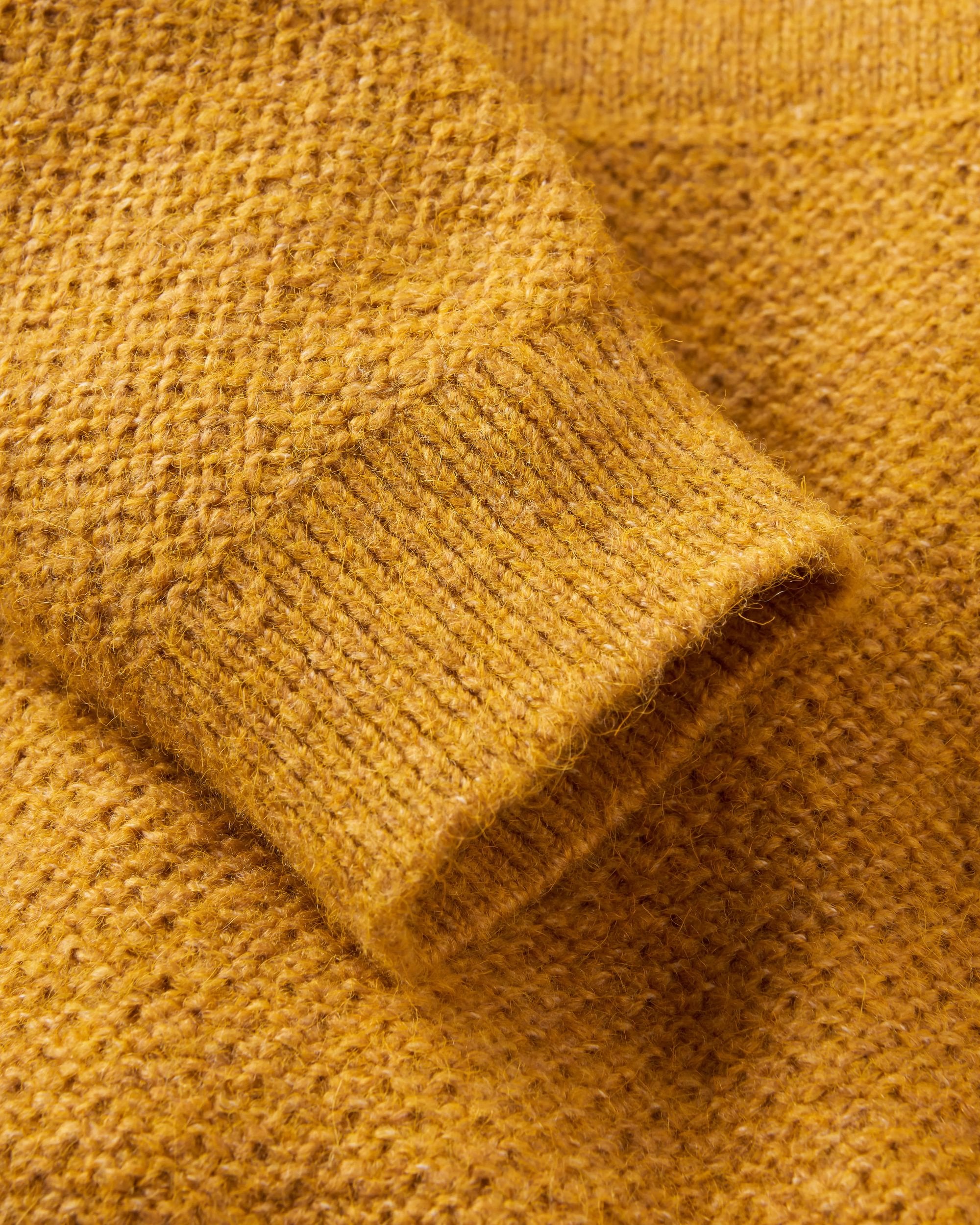 Cove Recycled Knitted Jumper - Amber Gold - Flatlay