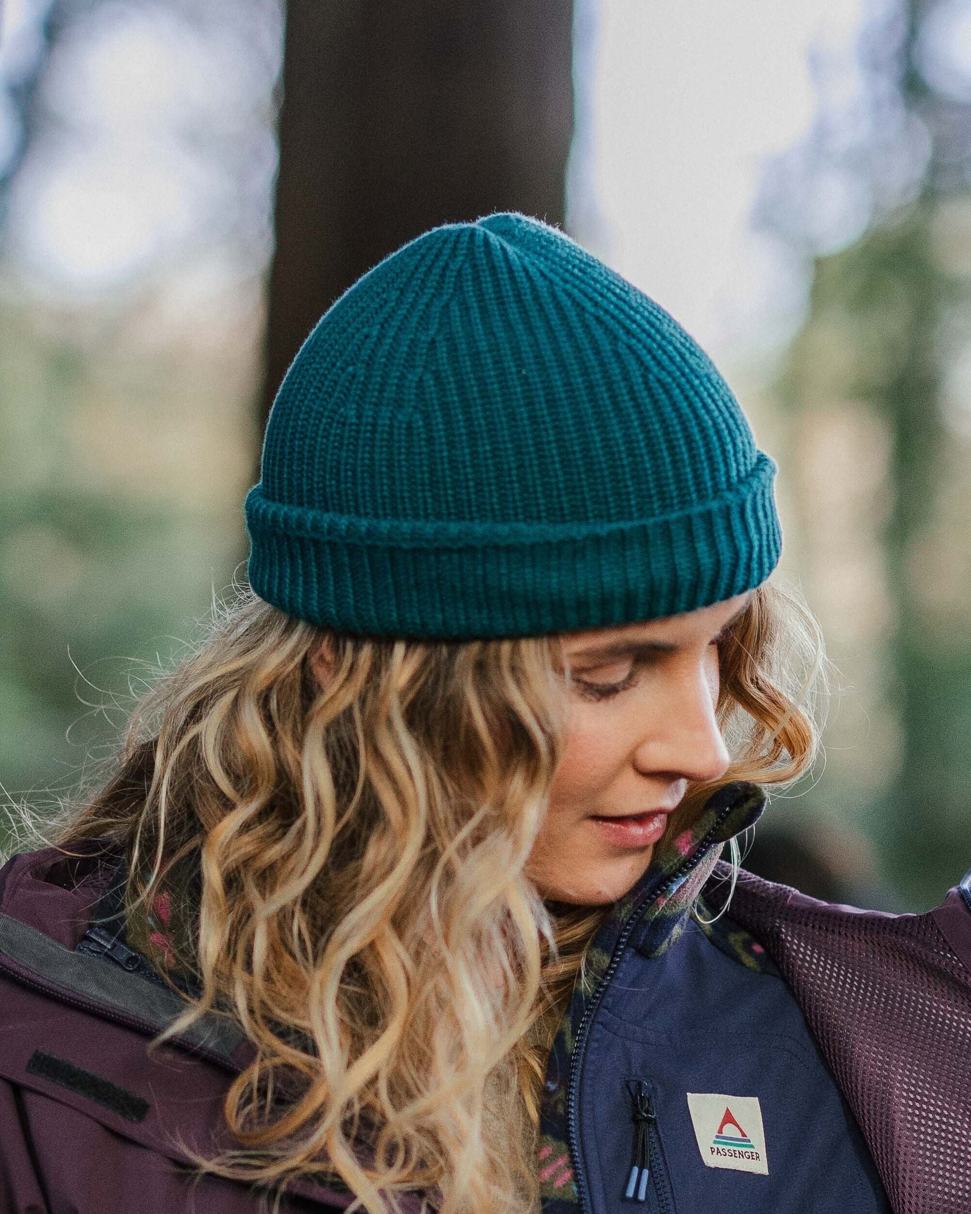 Compass Recycled Beanie - Shaded Spruce - Lifestyle - Female