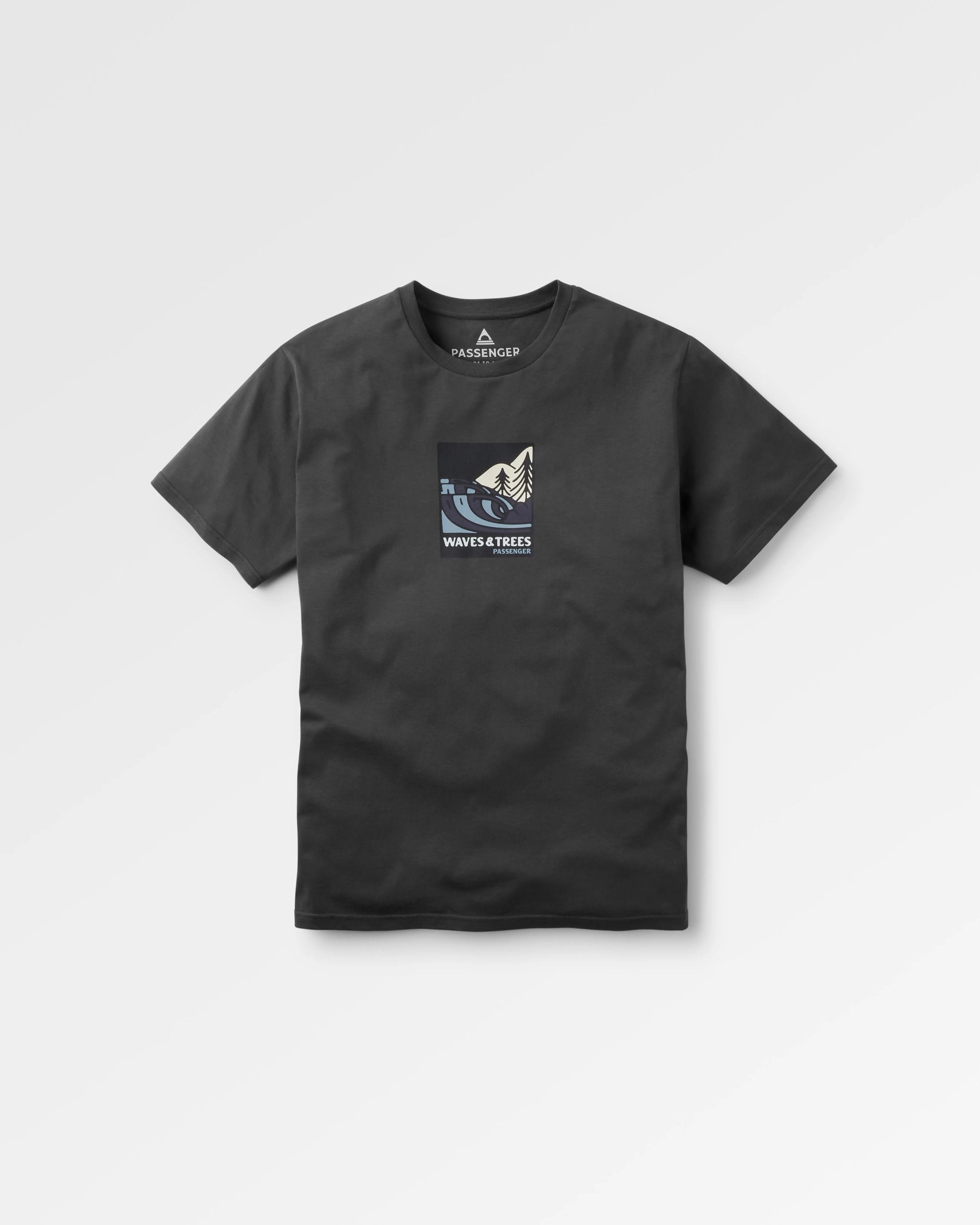 Waves & Trees Organic Cotton T-Shirt - Charcoal - Flatlay