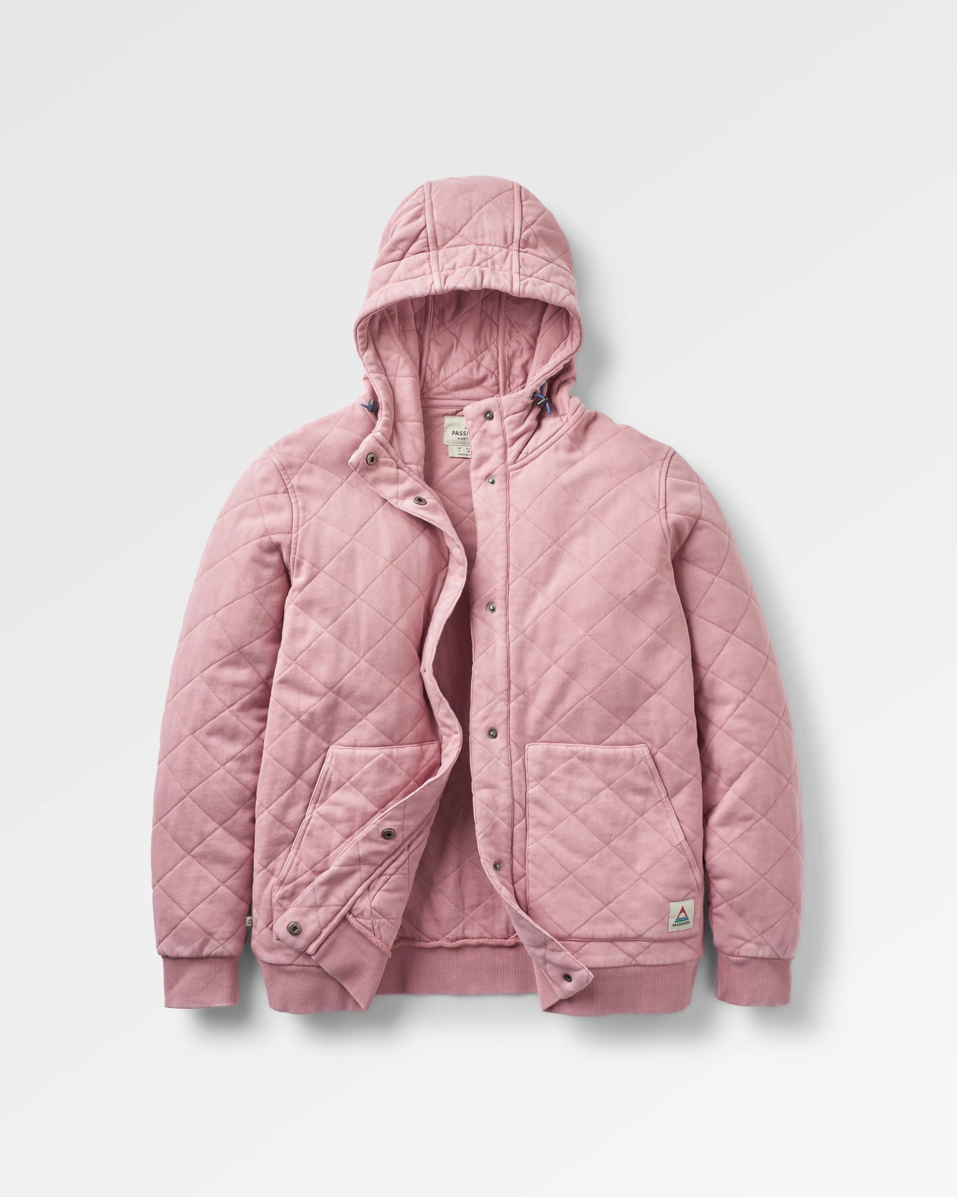 Clementine Recycled Quilted Popper Up Hoodie - Pink Haze