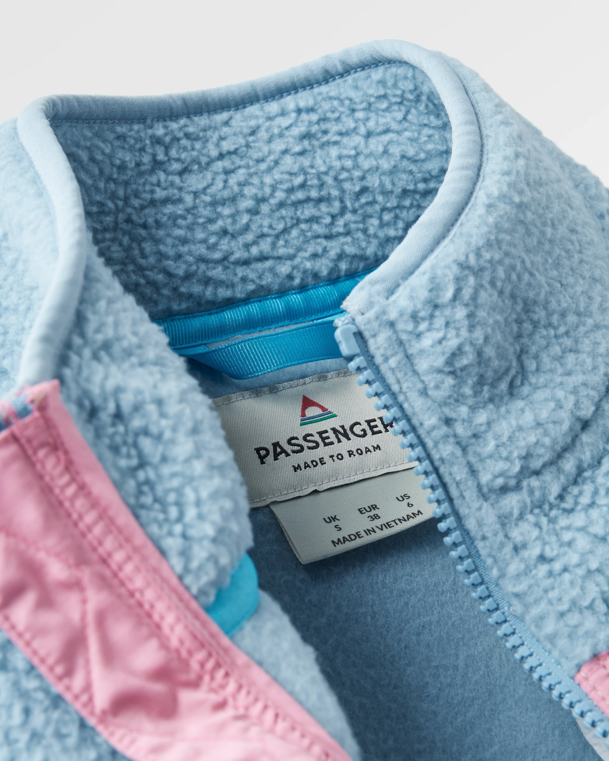 Fairbanks Recycled Sherpa Gilet - Faded Denim/Simply Taupe - Flatlay