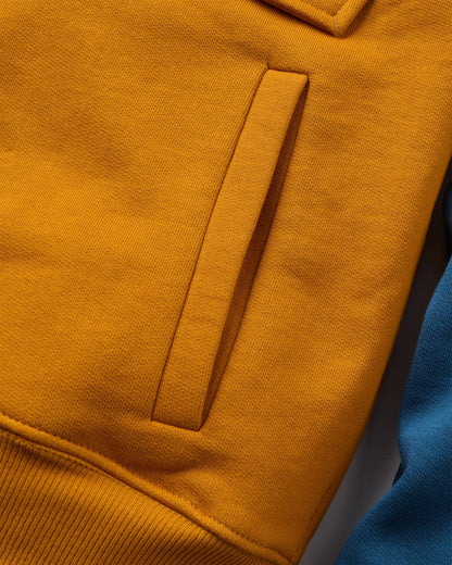 Wildedge Recycled Cotton Hoodie - Dark Denim/Retro Orange - Flatlay