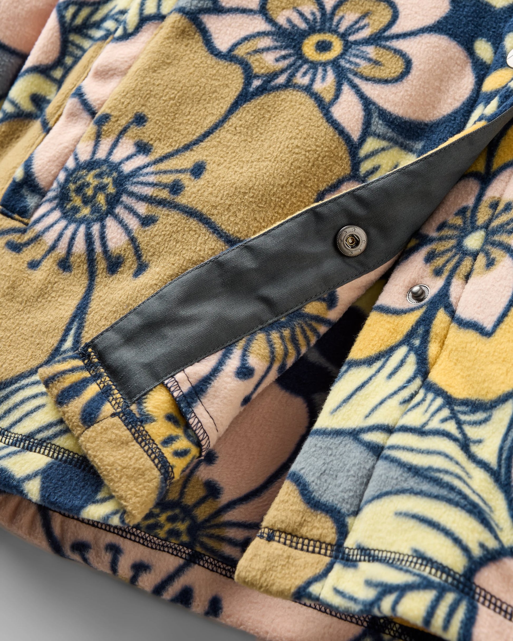 East Recycled Polar Fleece Shirt - Vintage Floral Sunlight - Flatlay