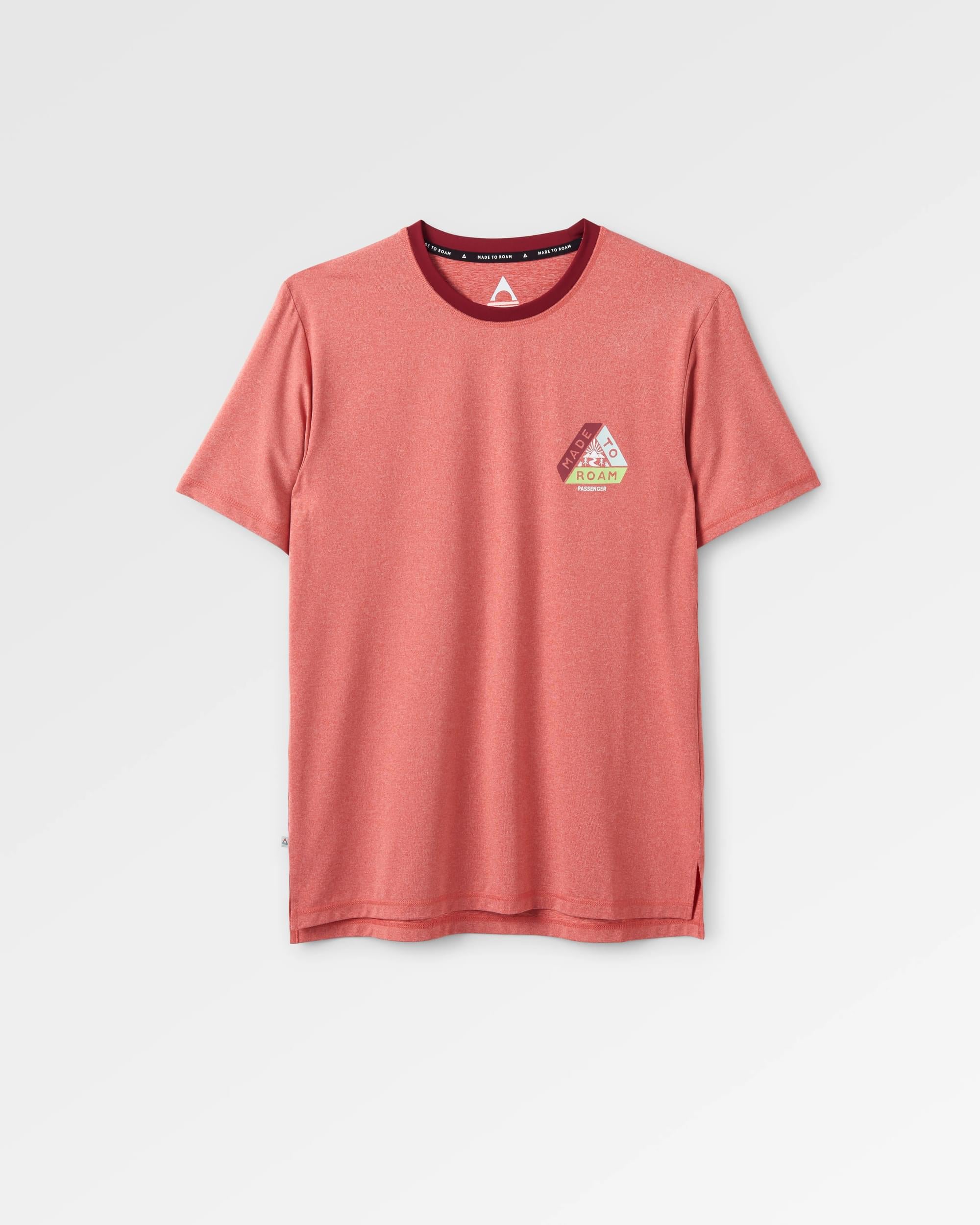 Classic Active Recycled T-Shirt - Mineral Red Marl - Flatlay