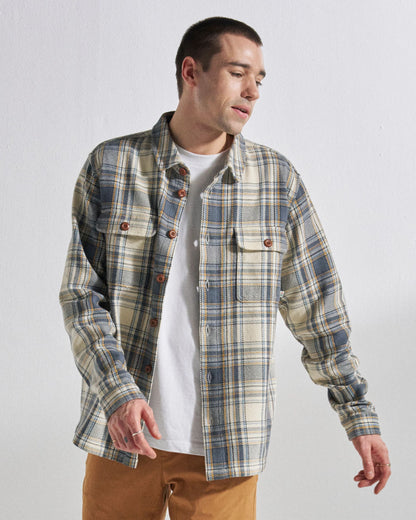 Island Twill Shirt - Off White Check - Studio Model