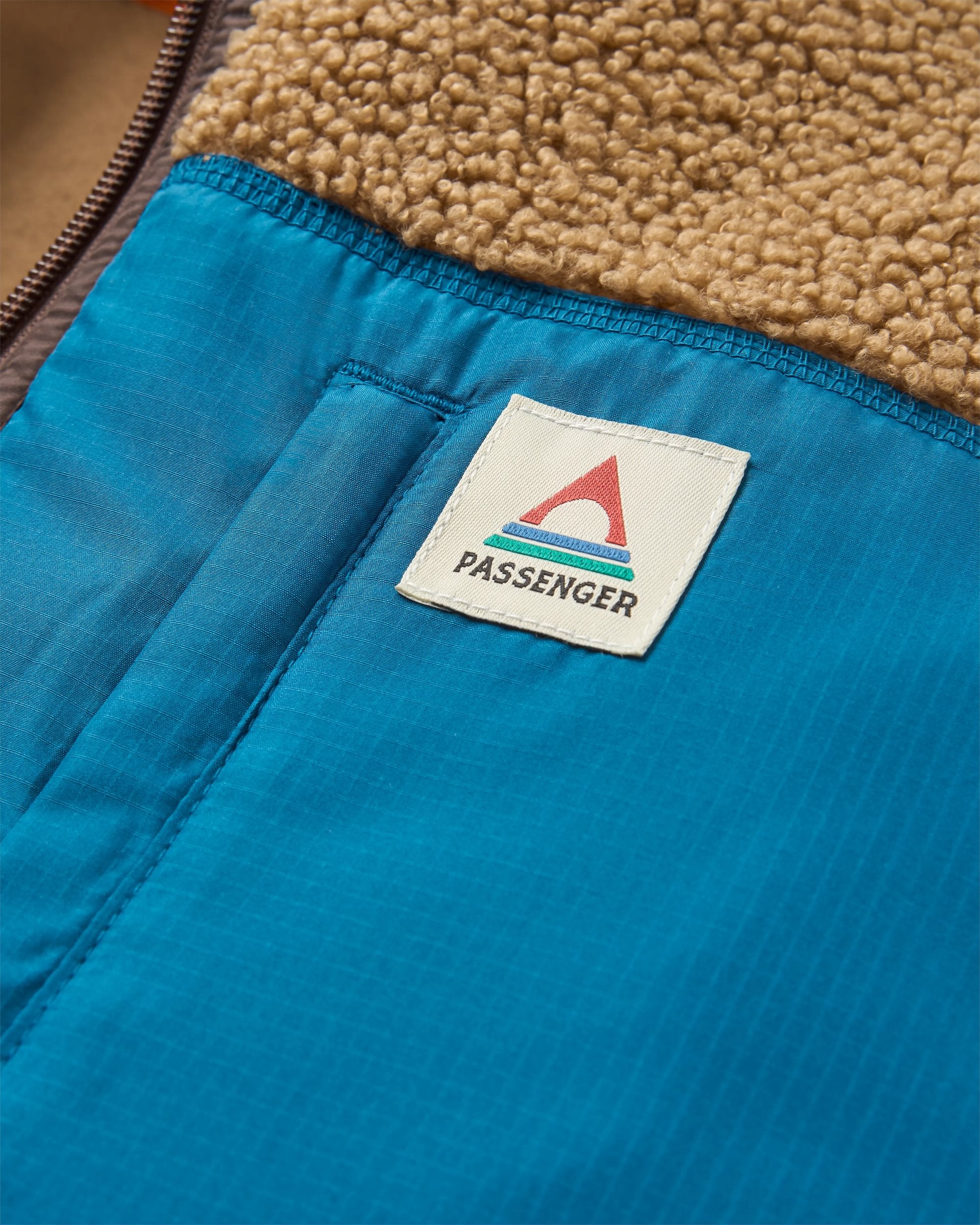 Born Explorer Recycled Polar-Lined Sherpa Fleece - Caramel/Espresso - Flatlay