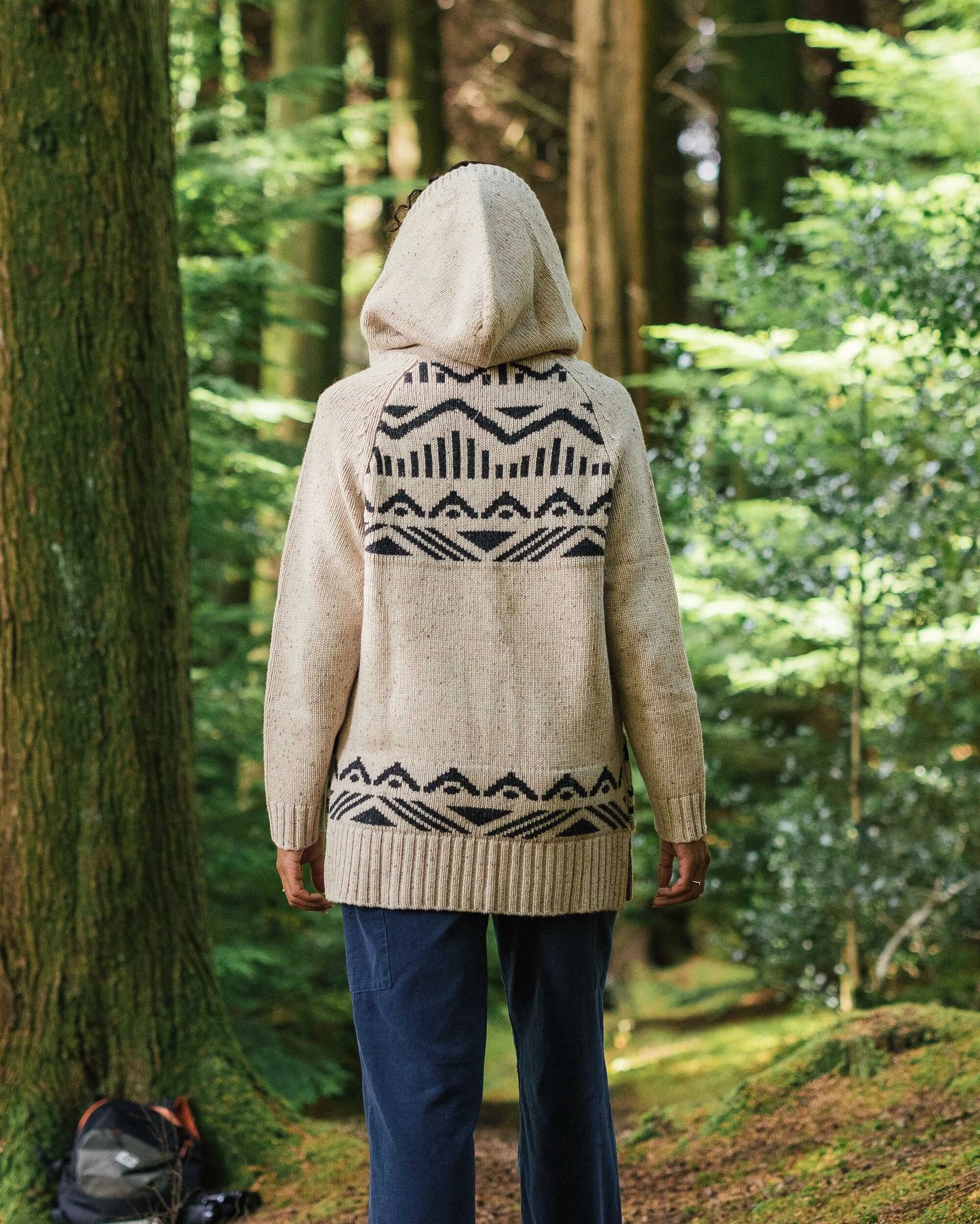 Snoozle Recycled Knitted Hooded Cardigan - Oatmeal