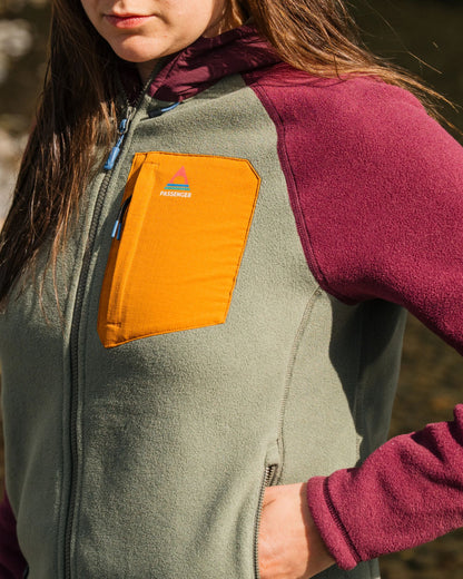 Sierrascape Women's Recycled Polartec® Fleece Hoodie - Fig/Dusty Olive  - Lifestyle
