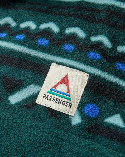 Set Off Recycled Polar 1/4 Zip Fleece - Geo Tracks Dark Fern - Flatlay