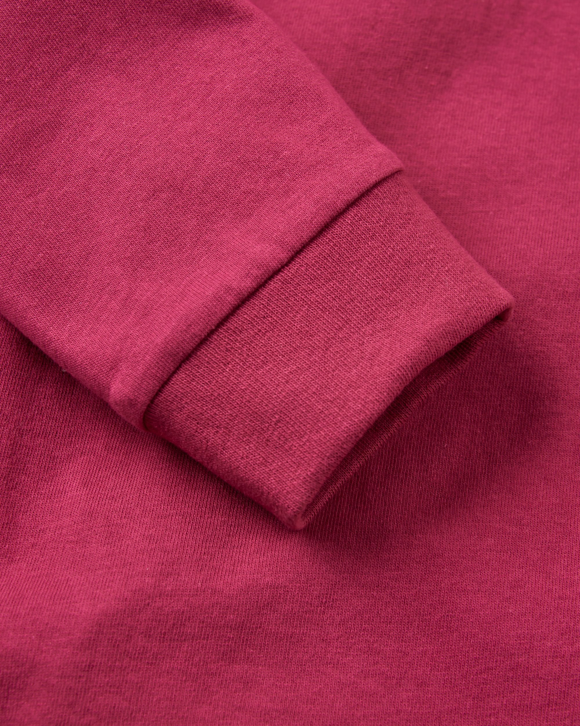 Woodcut Recycled Cotton LS T-Shirt - Cranberry - Flatlay