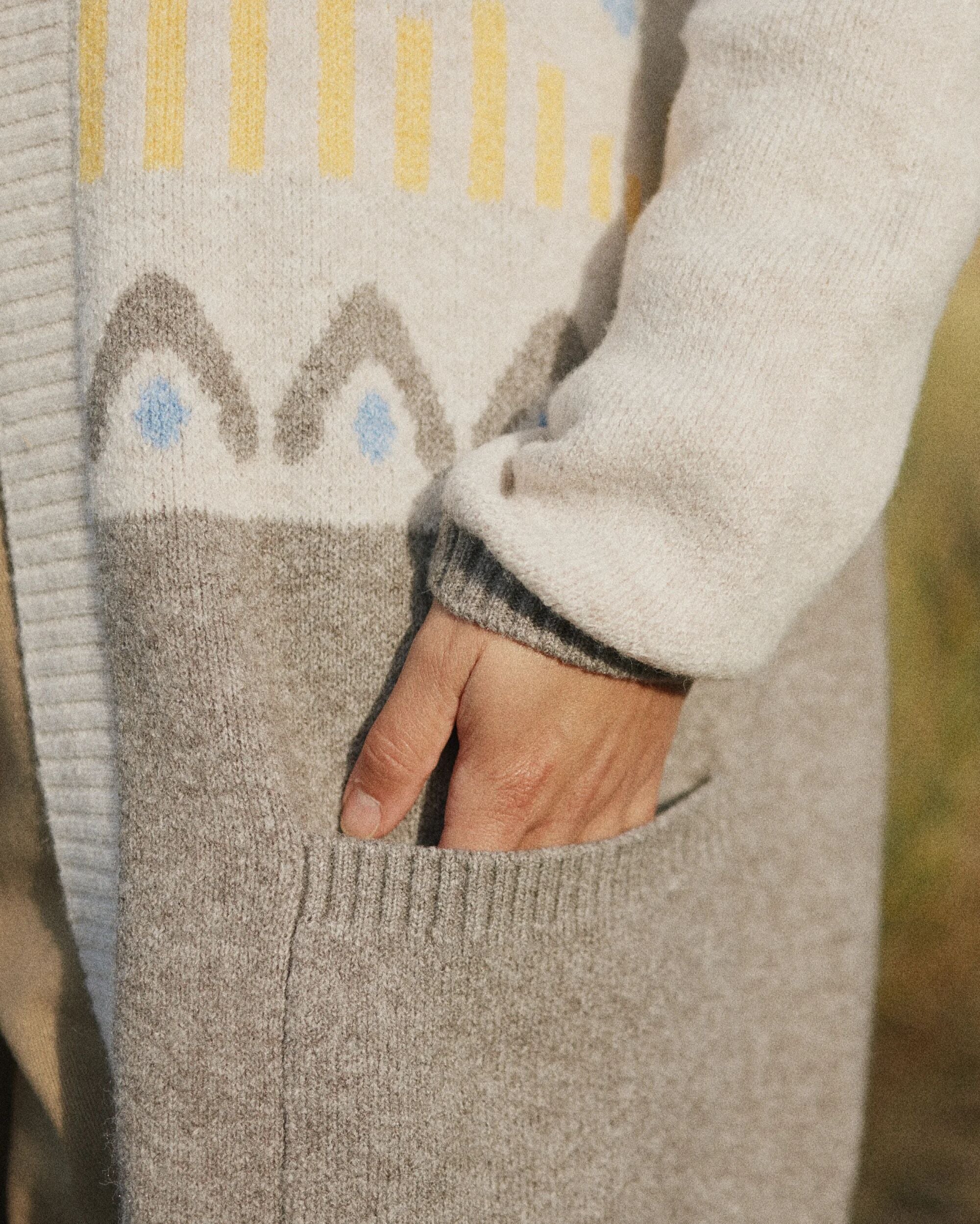 Nettle Recycled Knitted Cardigan - Birch - Lifestyle