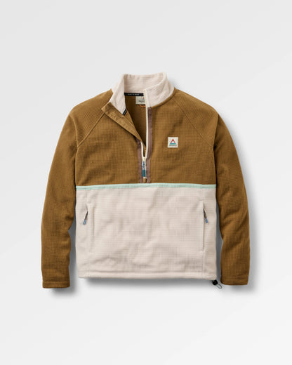 Off Trail Recycled Grid Polar Fleece - Caramel/Birch - Flatlay