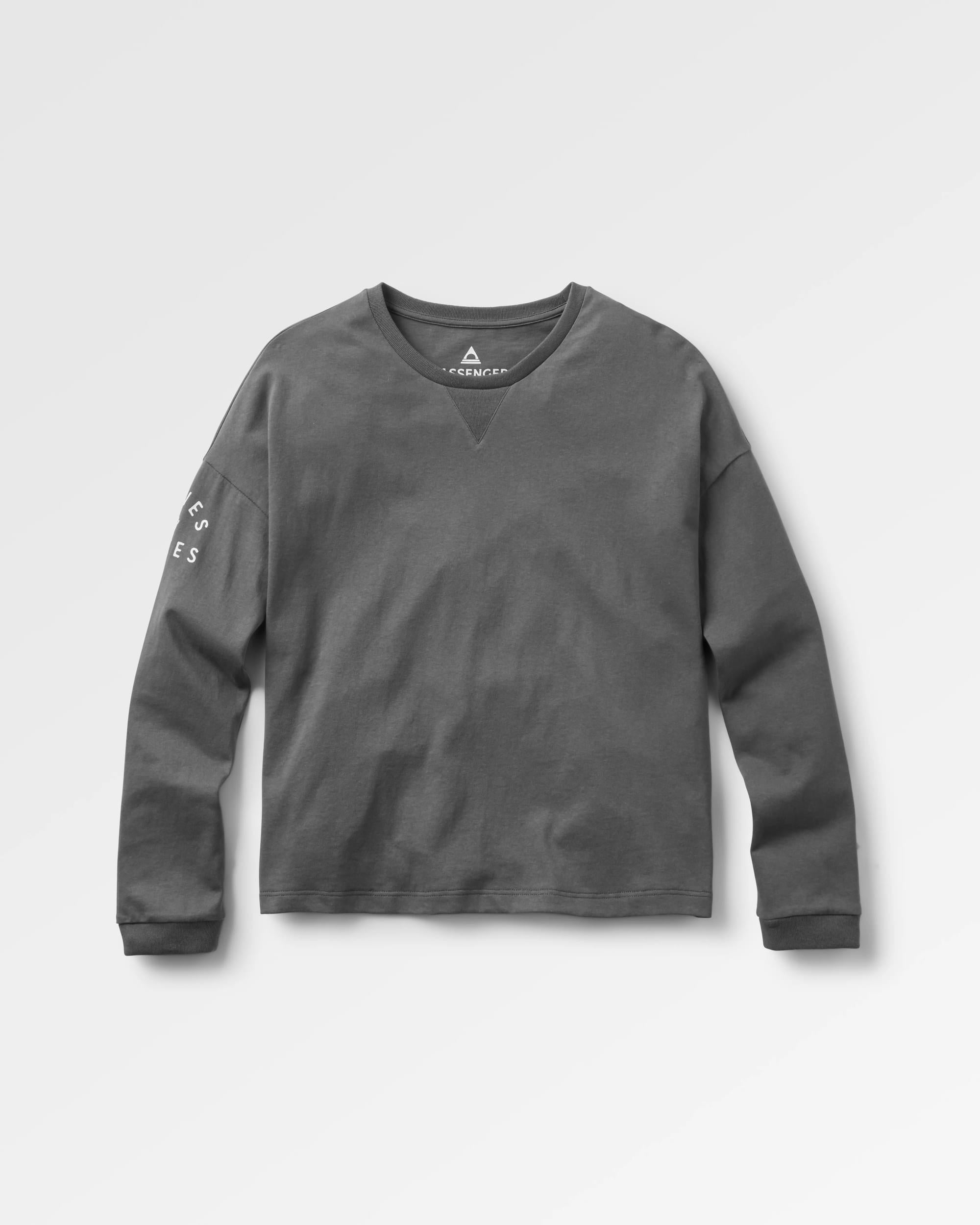 Big Leaf Recycled LS T-Shirt - Faded Black - Flatlay