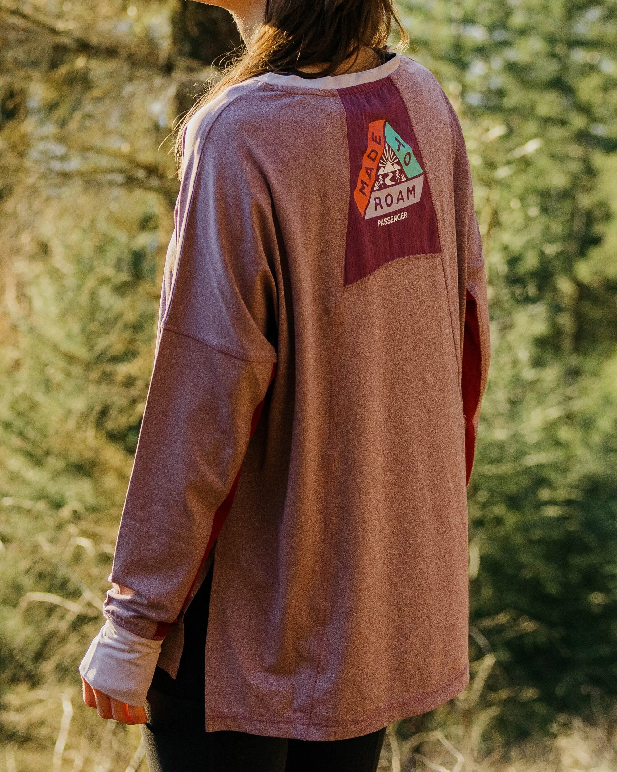 Pacifica Recycled Active LS Top - Berry Marl - Lifestyle