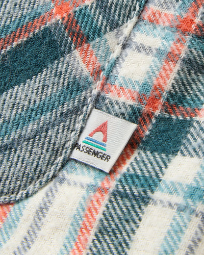 Taranaki Quilted Overshirt - Off White/Dark Fern Check - Flatlay