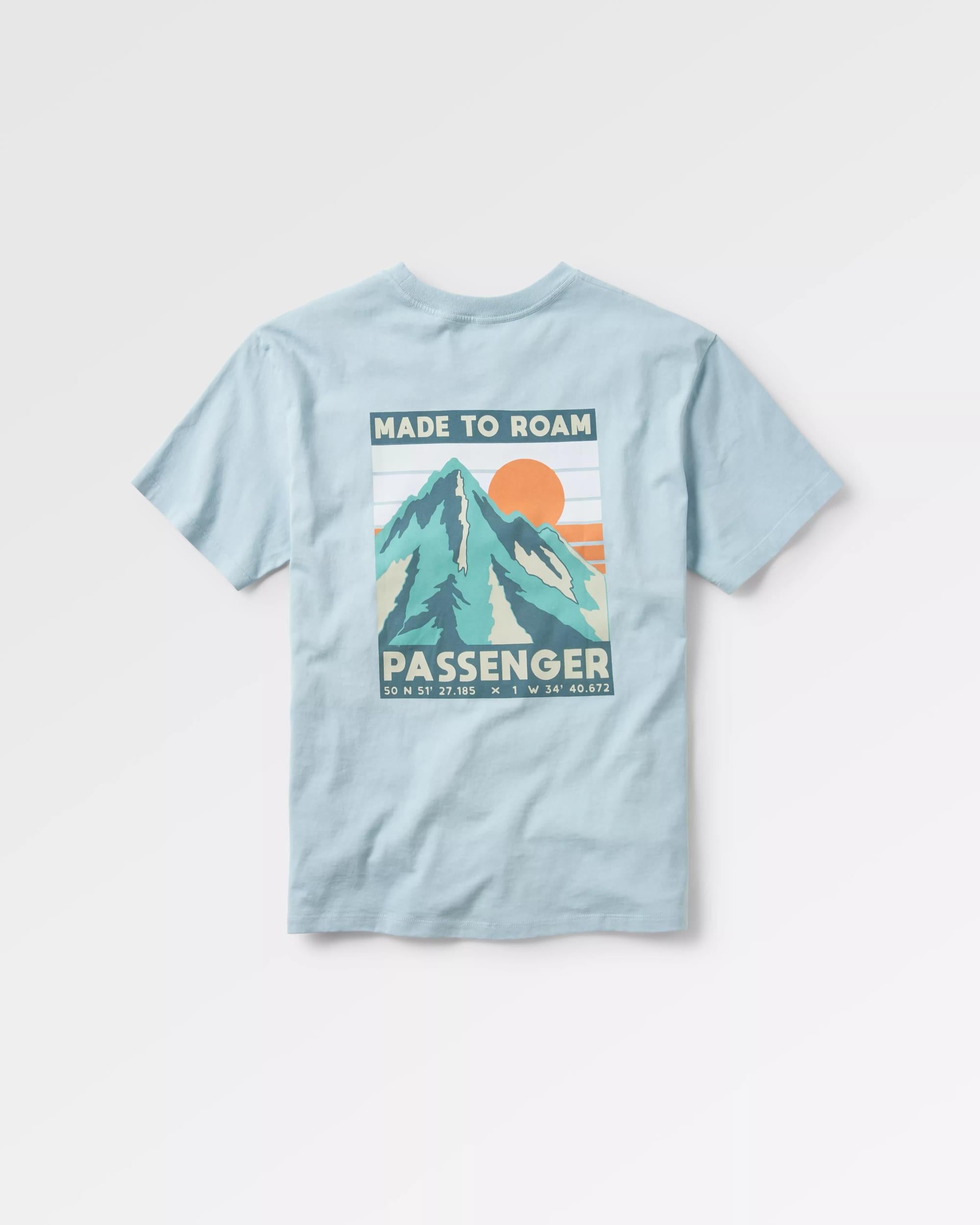 Distance Recycled Relaxed Fit T-Shirt - Blue Fog - Flatlay