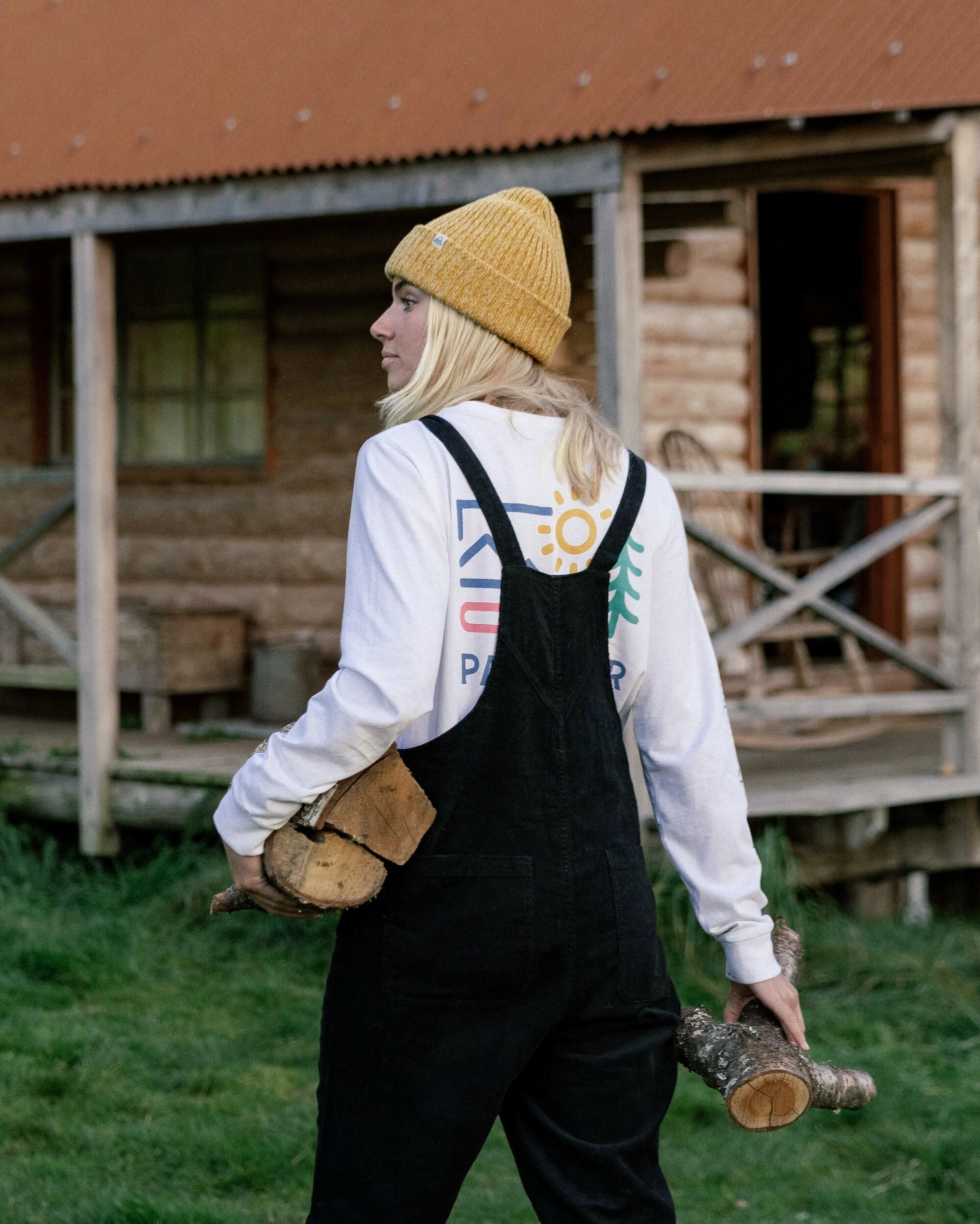 Meadows Organic Cotton Cord Dungarees - Black - Lifestyle