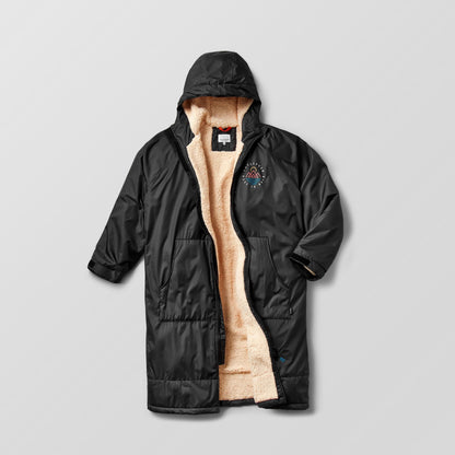 Escapism Recycled Sherpa Lined Changing Robe - Black - Flatlay