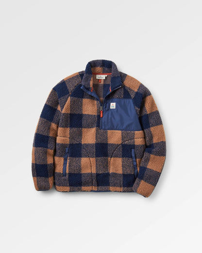 Offroad Recycled Sherpa 1/2 Zip Fleece - Toffee/Rich Navy Buffalo