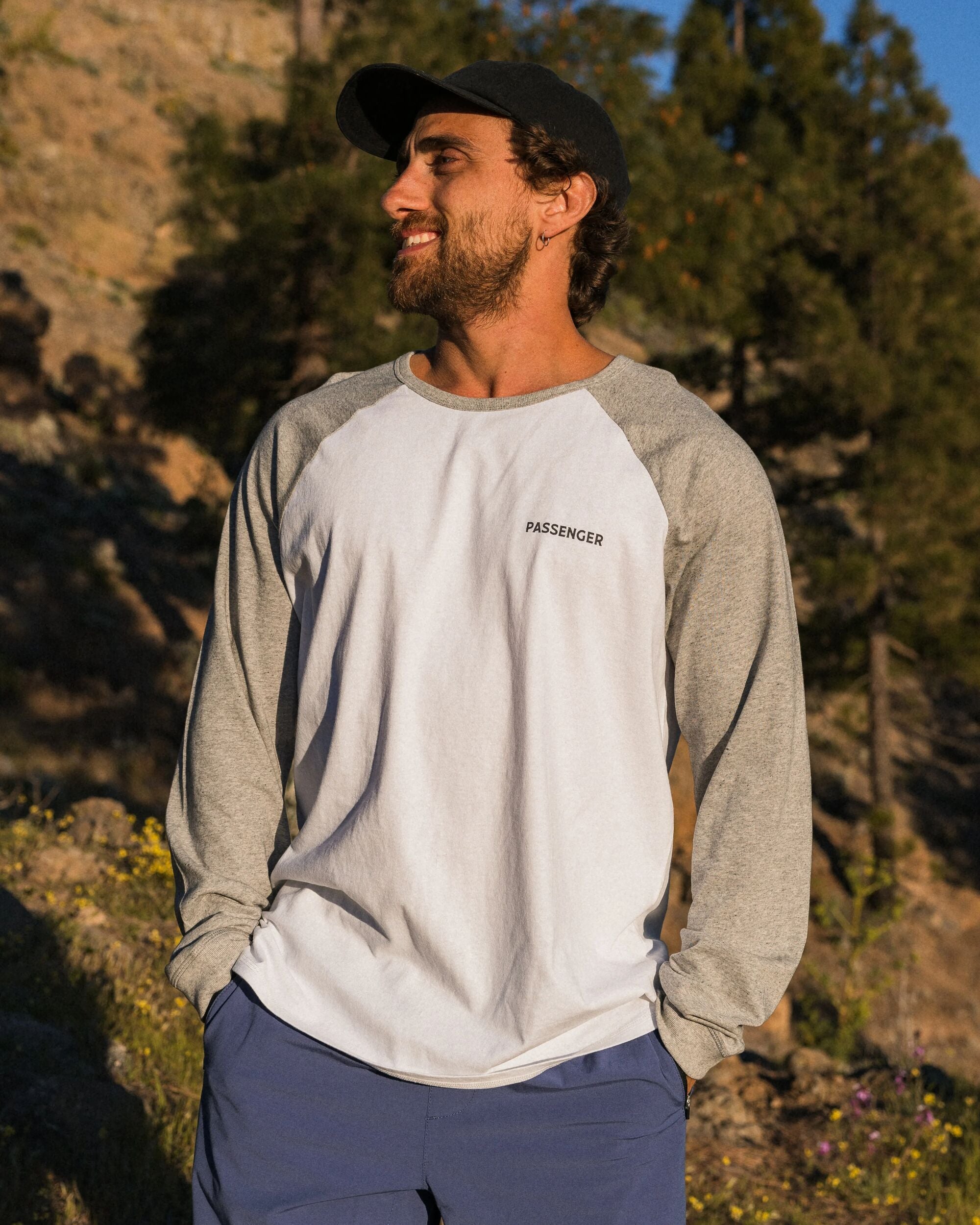 Roamer Recycled Cotton Raglan T-Shirt - White - Lifestyle