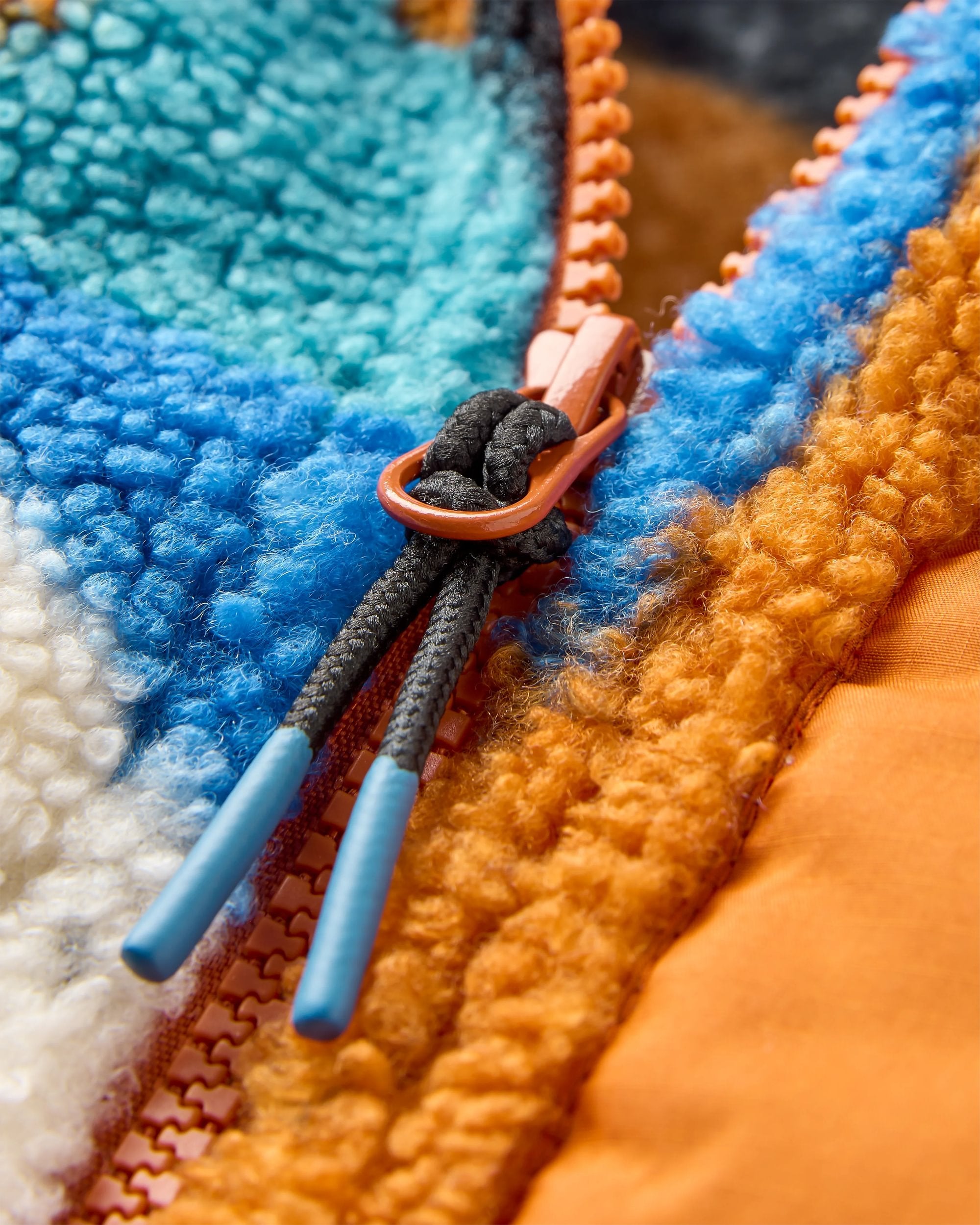 Ravi Recycled Sherpa Fleece - Mountain Foliage Blue - Flatlay