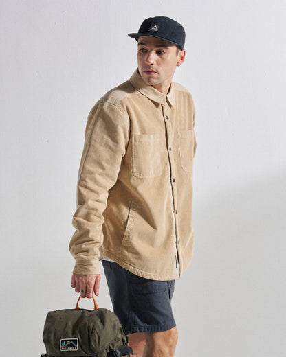 Kodiak Sherpa Lined Cord Overshirt - Stone - Studio Model