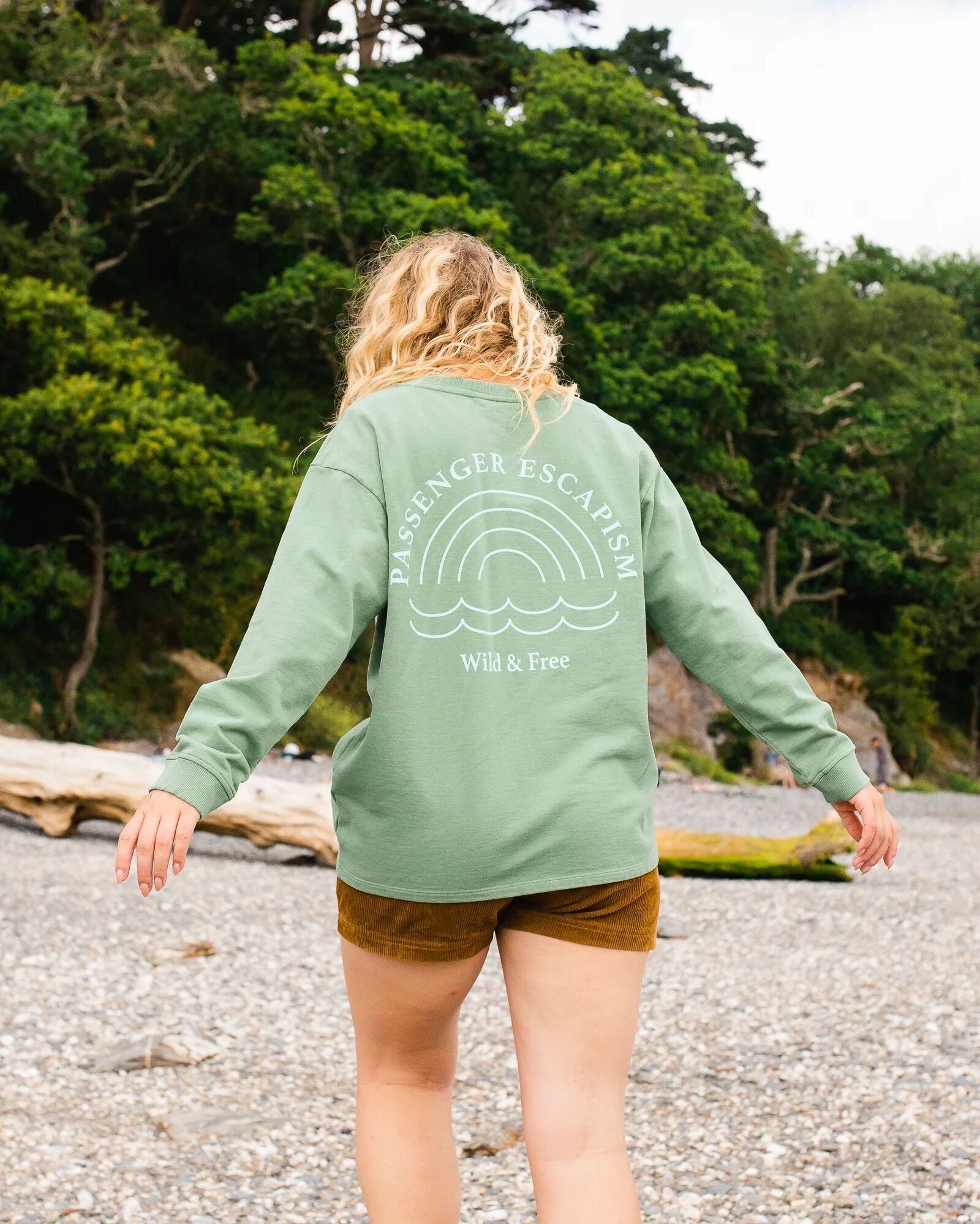 Rainbow Recycled Cotton Oversized Sweatshirt - Dark Ivy - Lifestyle