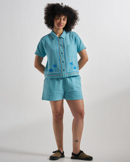 Waveney Short - Retro Blue  - Studio Model